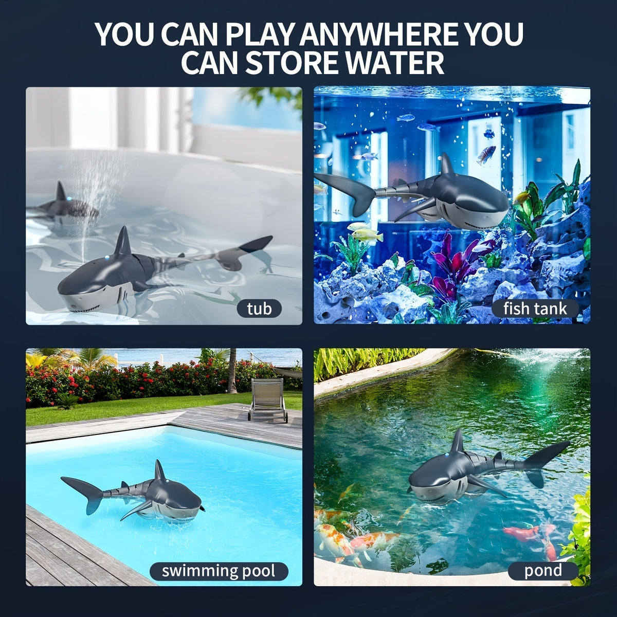 Shark Toy Remote Control LED Lights & Water Spray