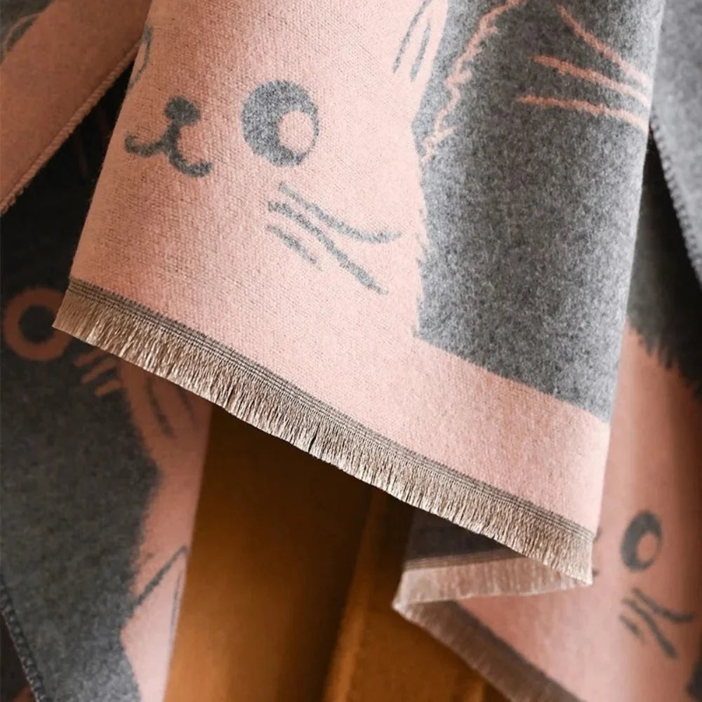 Shawl Cat Jacquard Microfiber Blend