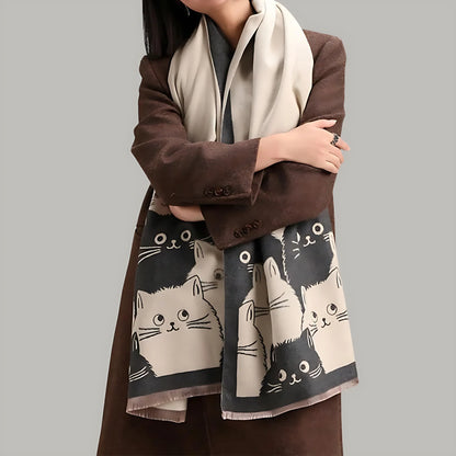Shawl Cat Jacquard Microfiber Blend