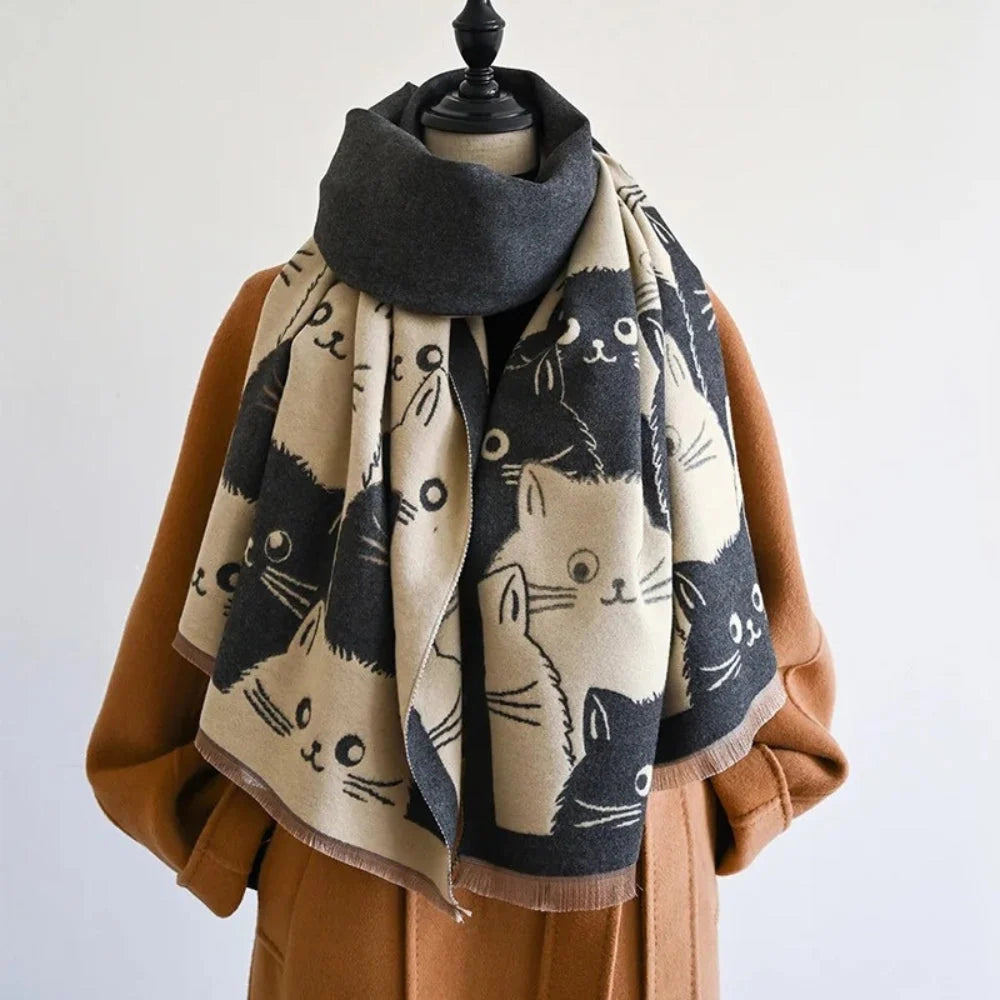 Shawl Cat Jacquard Microfiber Blend