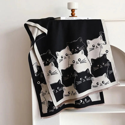 Shawl Cat Jacquard Microfiber Blend
