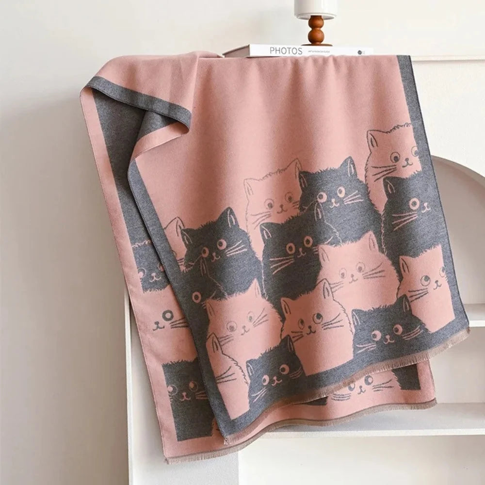 Shawl Cat Jacquard Microfiber Blend