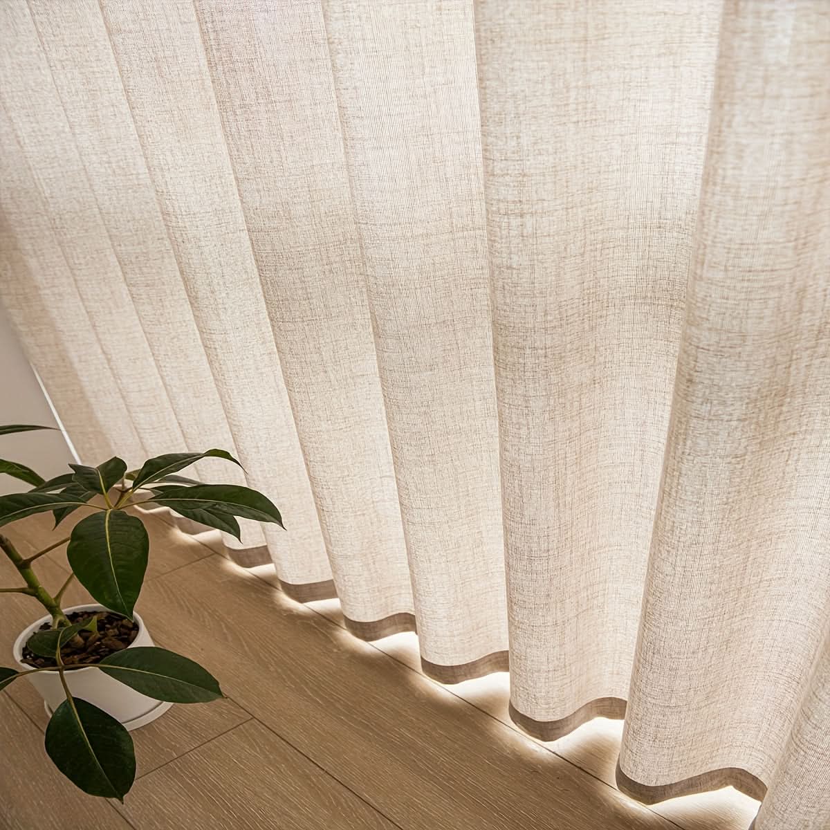 Sheer Curtains Linen-Look Light-Filtering Machine-Washable