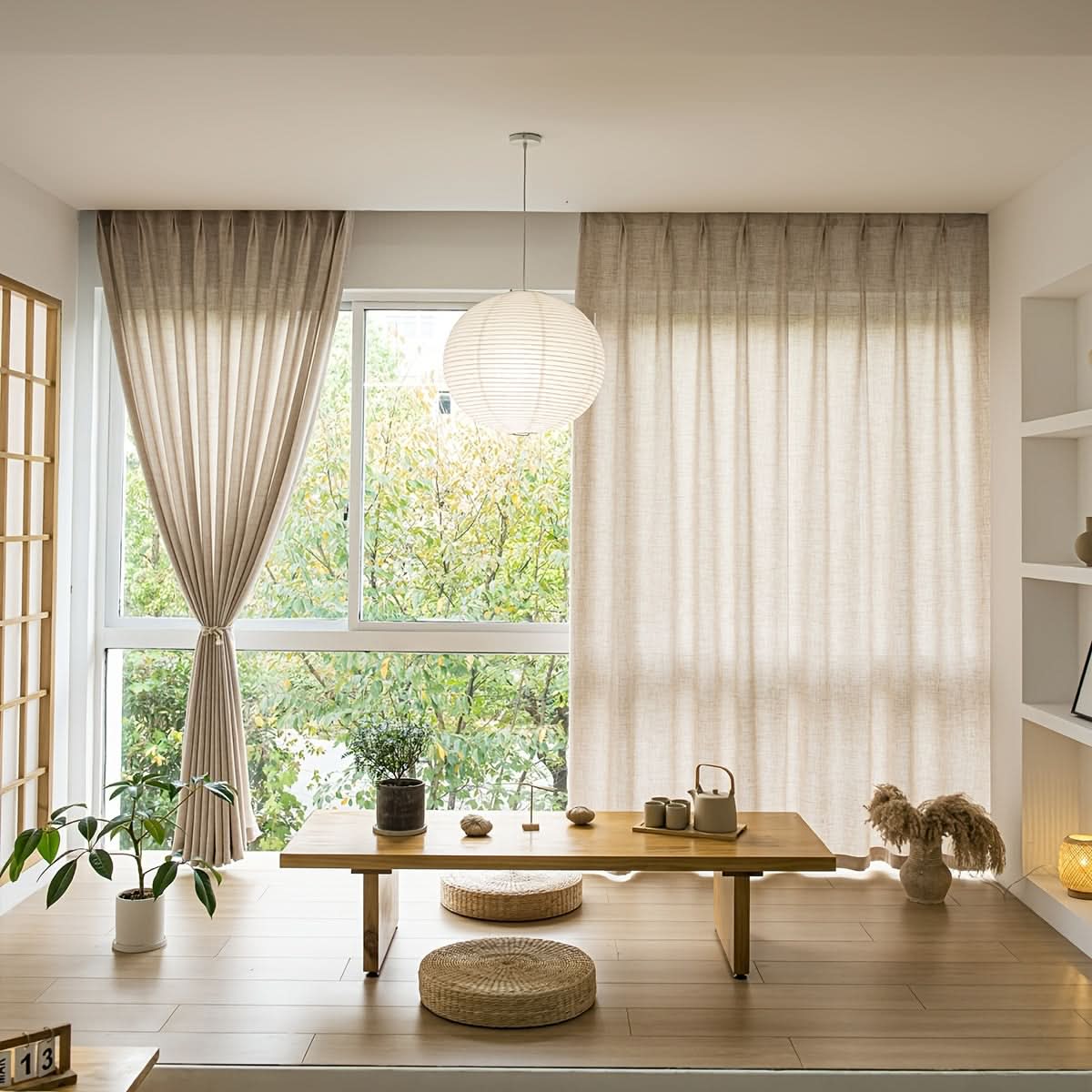 Sheer Curtains Linen-Look Light-Filtering Machine-Washable