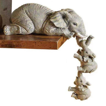 Shelf-Edge Figurine Set Hand-Painted Resin Hanging Trio