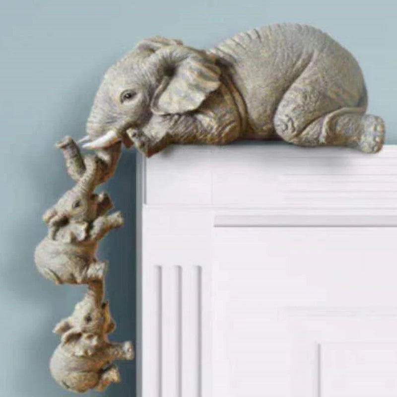 Shelf-Edge Figurine Set Hand-Painted Resin Hanging Trio