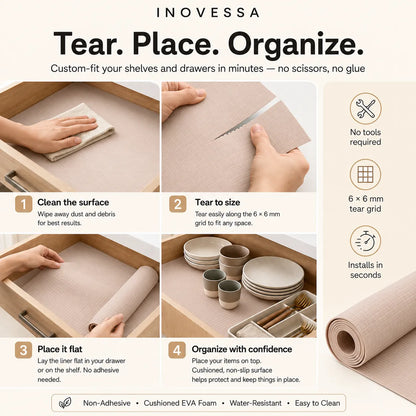 Shelf Liner Non-Adhesive Grip Waterproof Tear-to-Size EVA Foam