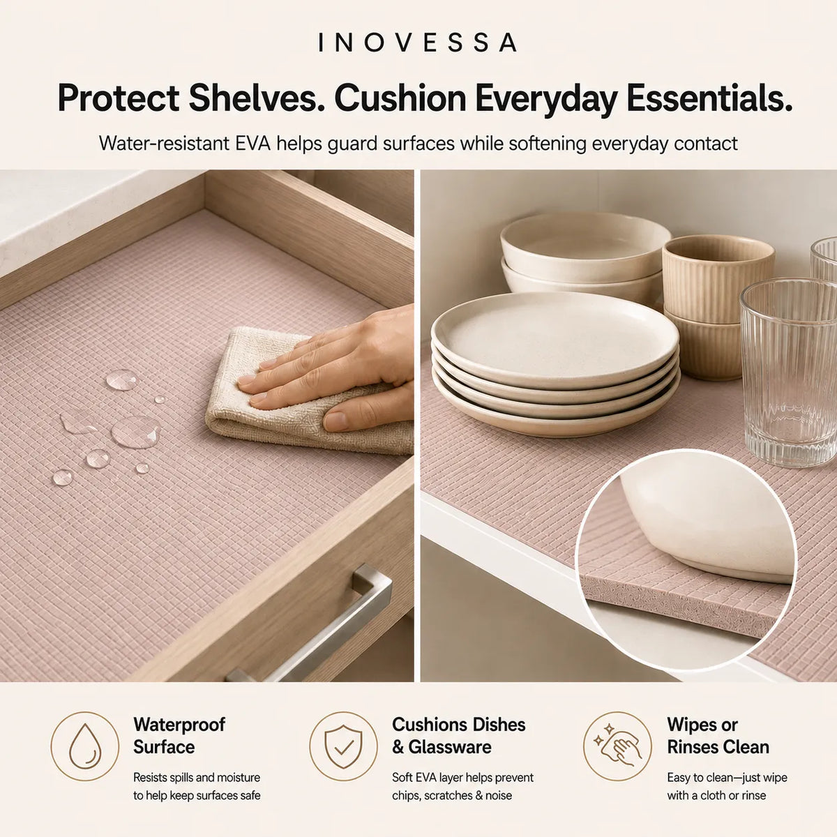 Shelf Liner Non-Adhesive Grip Waterproof Tear-to-Size EVA Foam