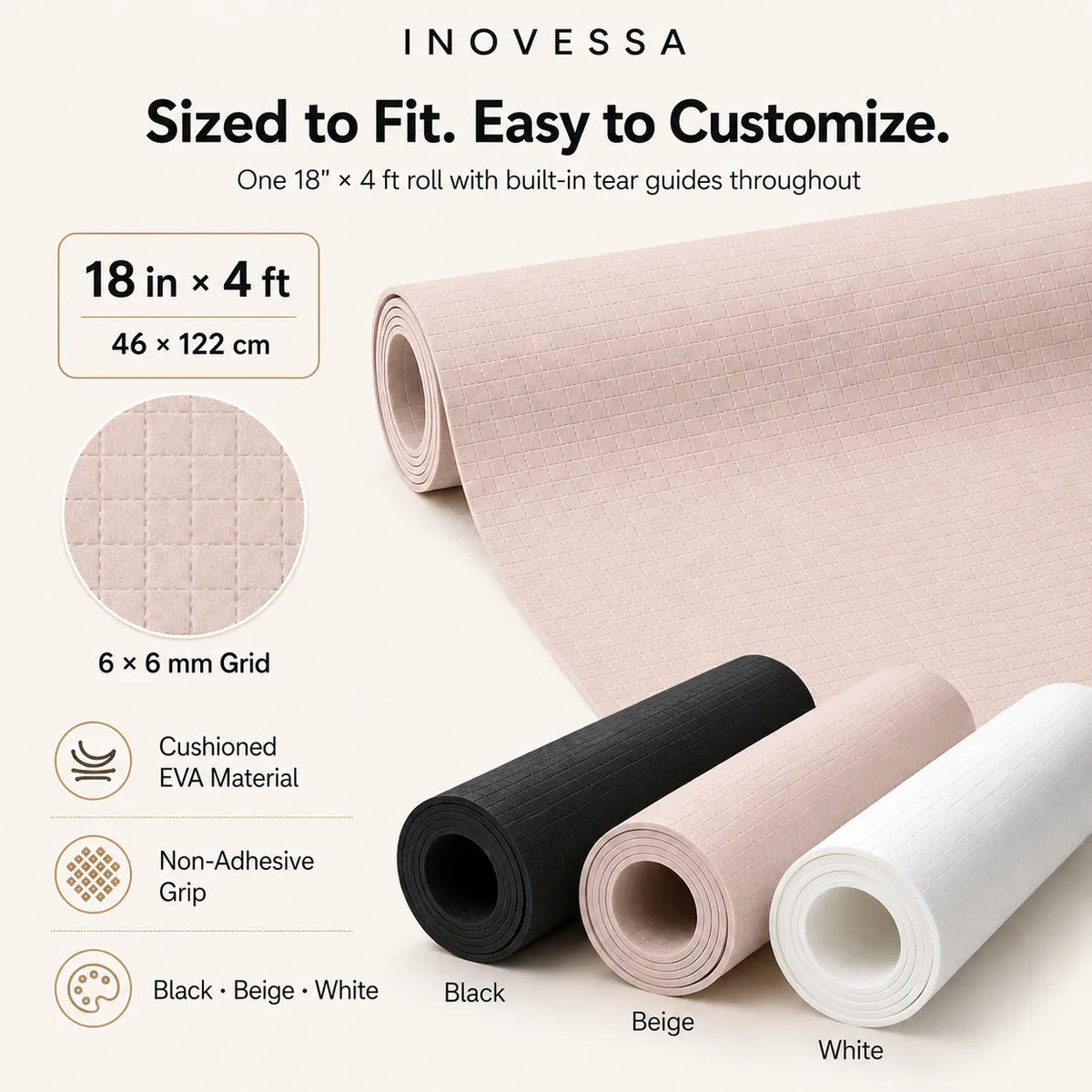 Shelf Liner Non-Adhesive Grip Waterproof Tear-to-Size EVA Foam
