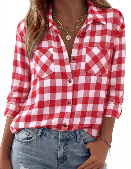 Shirt Jacket Soft Flannel Oversized Plaid Chest Pockets