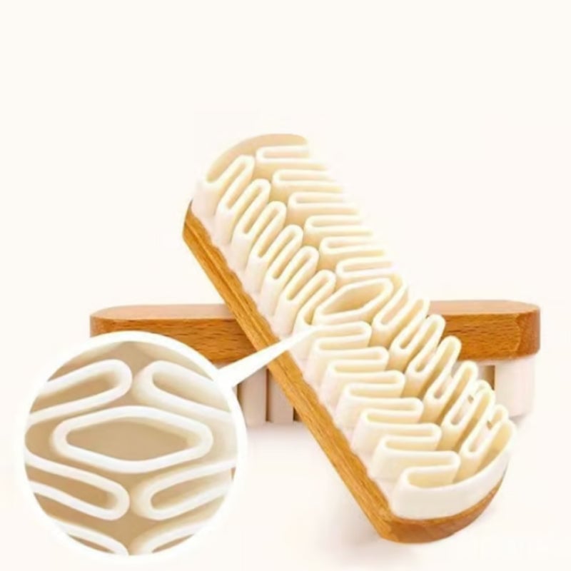 Shoe Brush Soft Rubber Bristles Wooden Handle Chemical Free