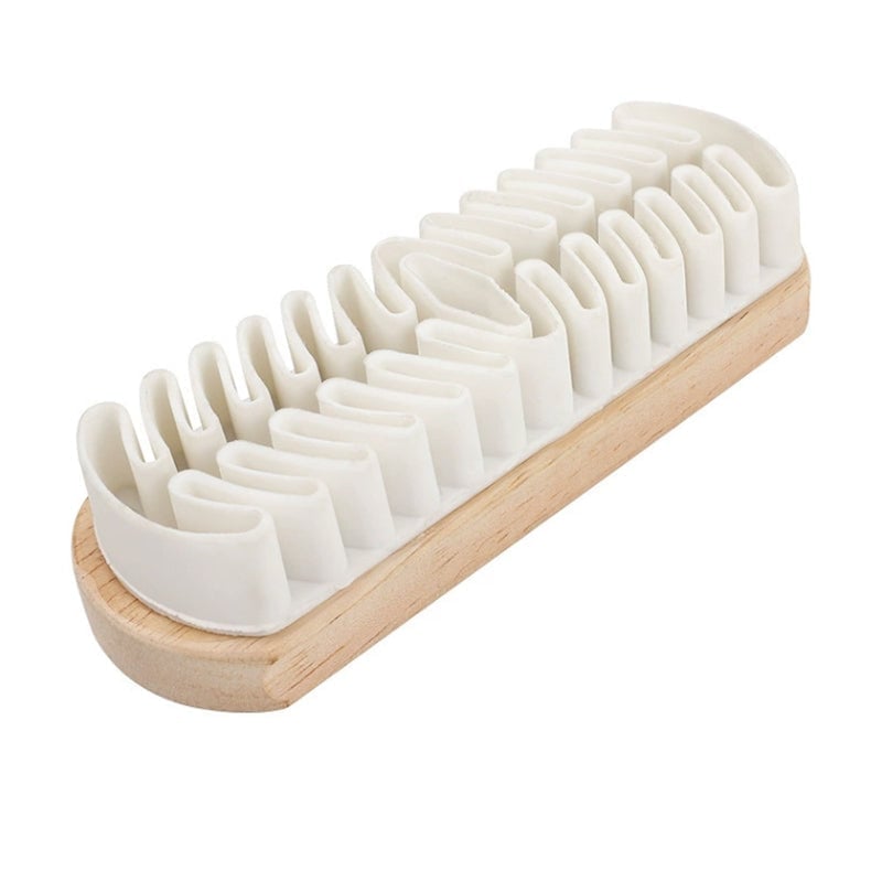 Shoe Brush Soft Rubber Bristles Wooden Handle Chemical Free