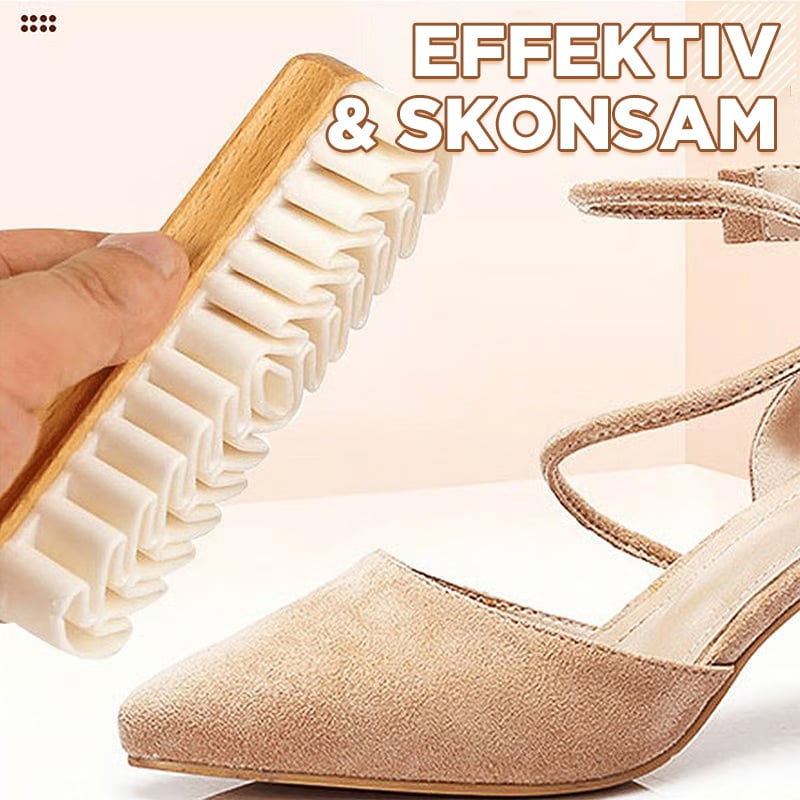 Shoe Brush Soft Rubber Bristles Wooden Handle Chemical Free