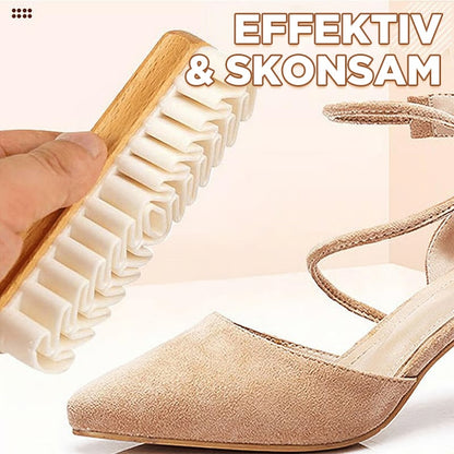 Shoe Brush Soft Rubber Bristles Wooden Handle Chemical Free
