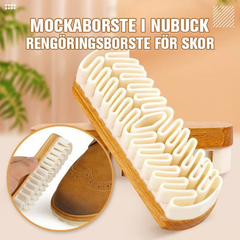 Shoe Brush Soft Rubber Bristles Wooden Handle Chemical Free