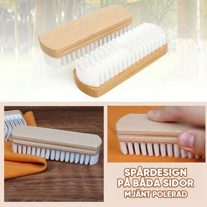 Shoe Brush Soft Rubber Bristles Wooden Handle Chemical Free