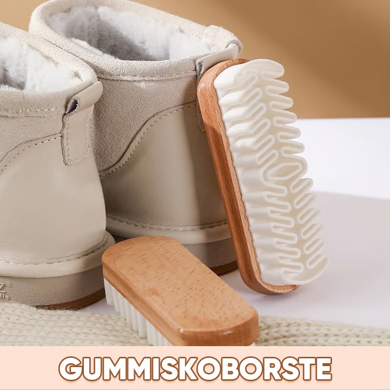 Shoe Brush Soft Rubber Bristles Wooden Handle Chemical Free