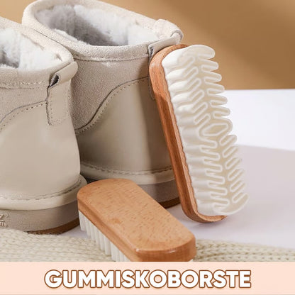Shoe Brush Soft Rubber Bristles Wooden Handle Chemical Free