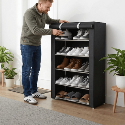 Shoe Cabinet Steel Frame Breathable Fabric Cover Tool-Free Assembly