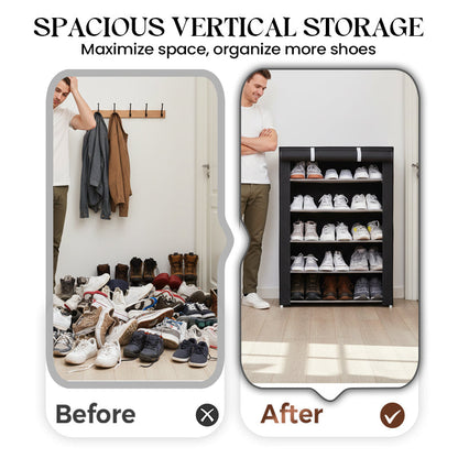 Shoe Cabinet Steel Frame Breathable Fabric Cover Tool-Free Assembly