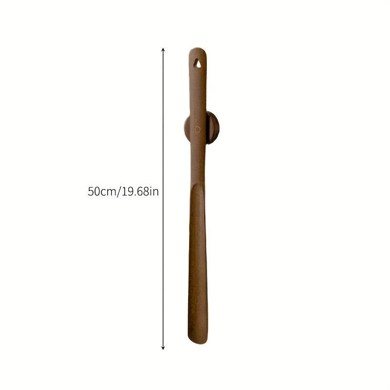Shoe Horn Long Handle Solid Wood Magnetic Wall Mount