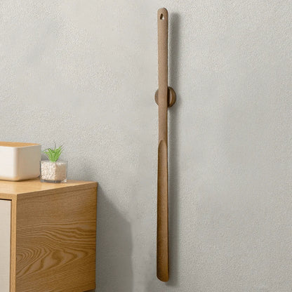 Shoe Horn Long Handle Solid Wood Magnetic Wall Mount
