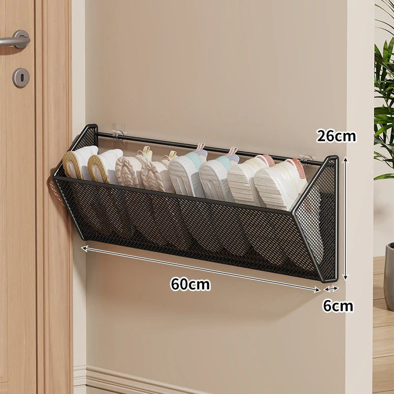 Shoe Organizer Wall-Mounted Metal Mesh Space-Saving