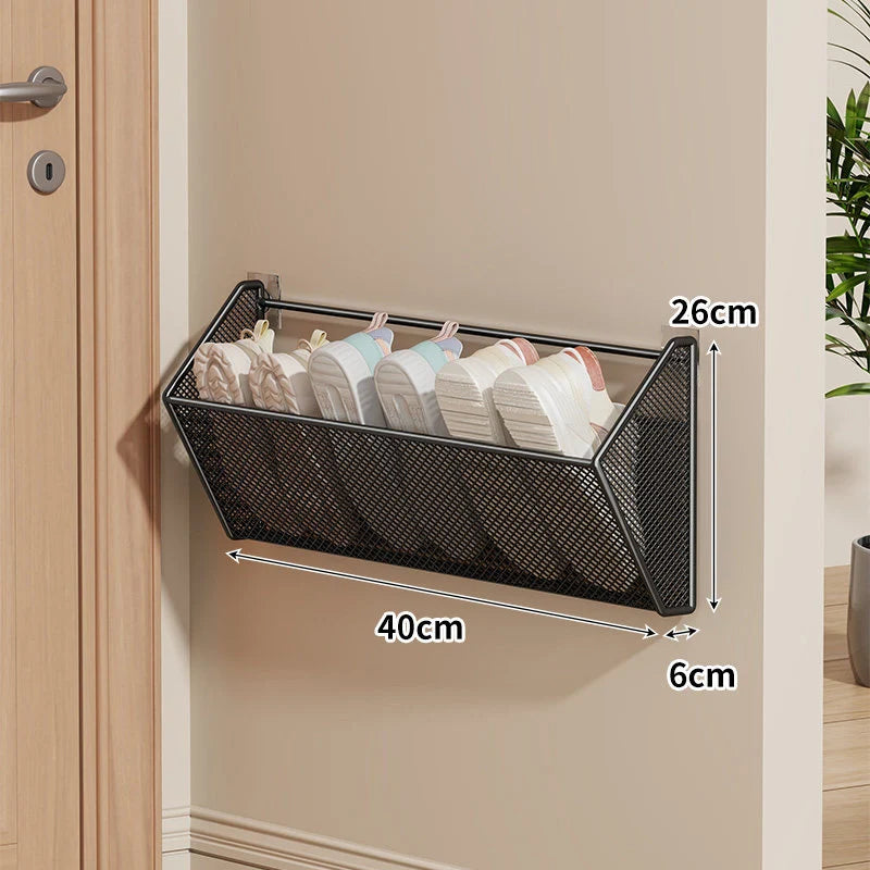 Shoe Organizer Wall-Mounted Metal Mesh Space-Saving