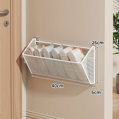 Shoe Organizer Wall-Mounted Metal Mesh Space-Saving