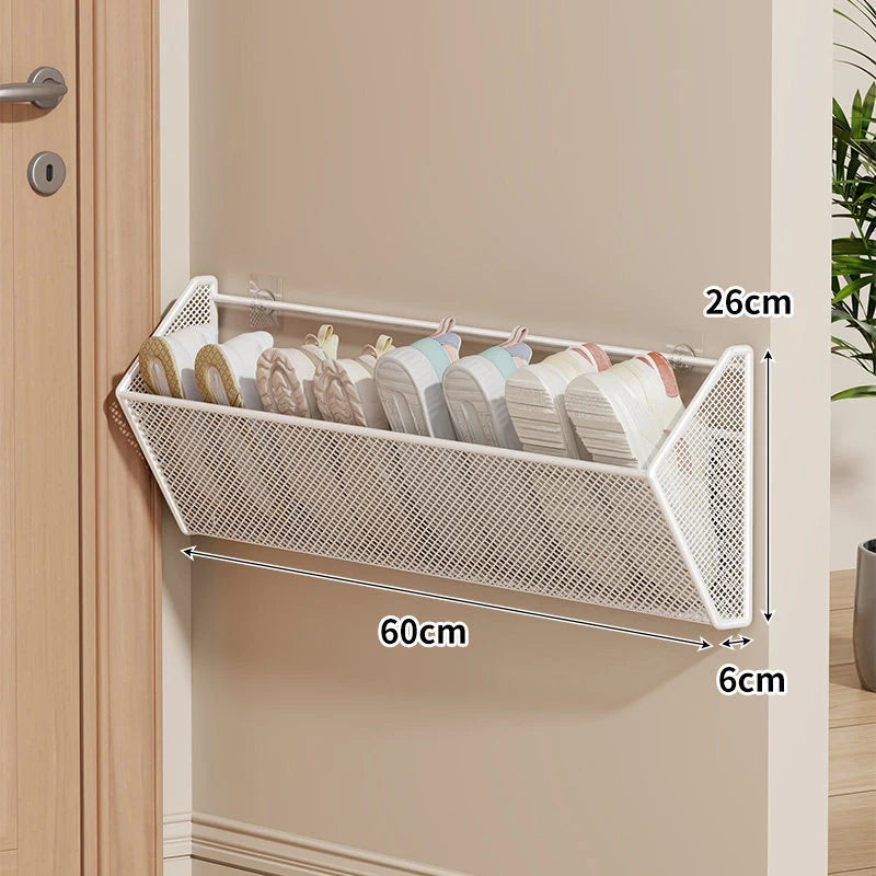 Shoe Organizer Wall-Mounted Metal Mesh Space-Saving