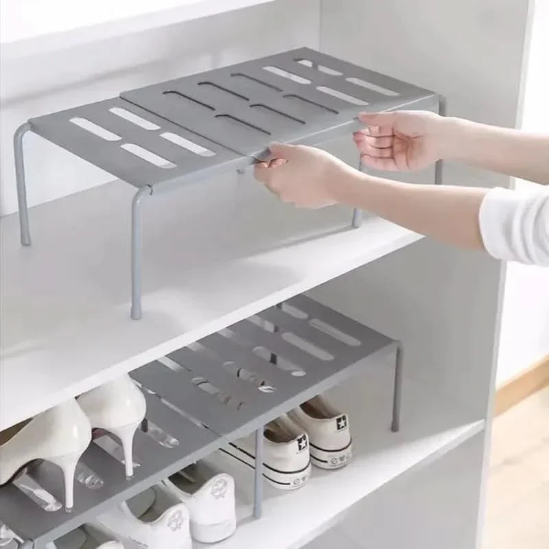 Shoe Rack Adjustable Width Space-Saving Storage Tool-Free Assembly