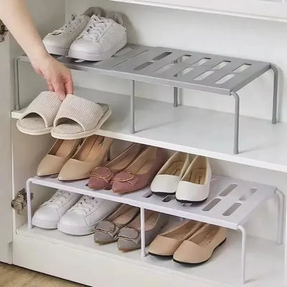 Shoe Rack Adjustable Width Space-Saving Storage Tool-Free Assembly