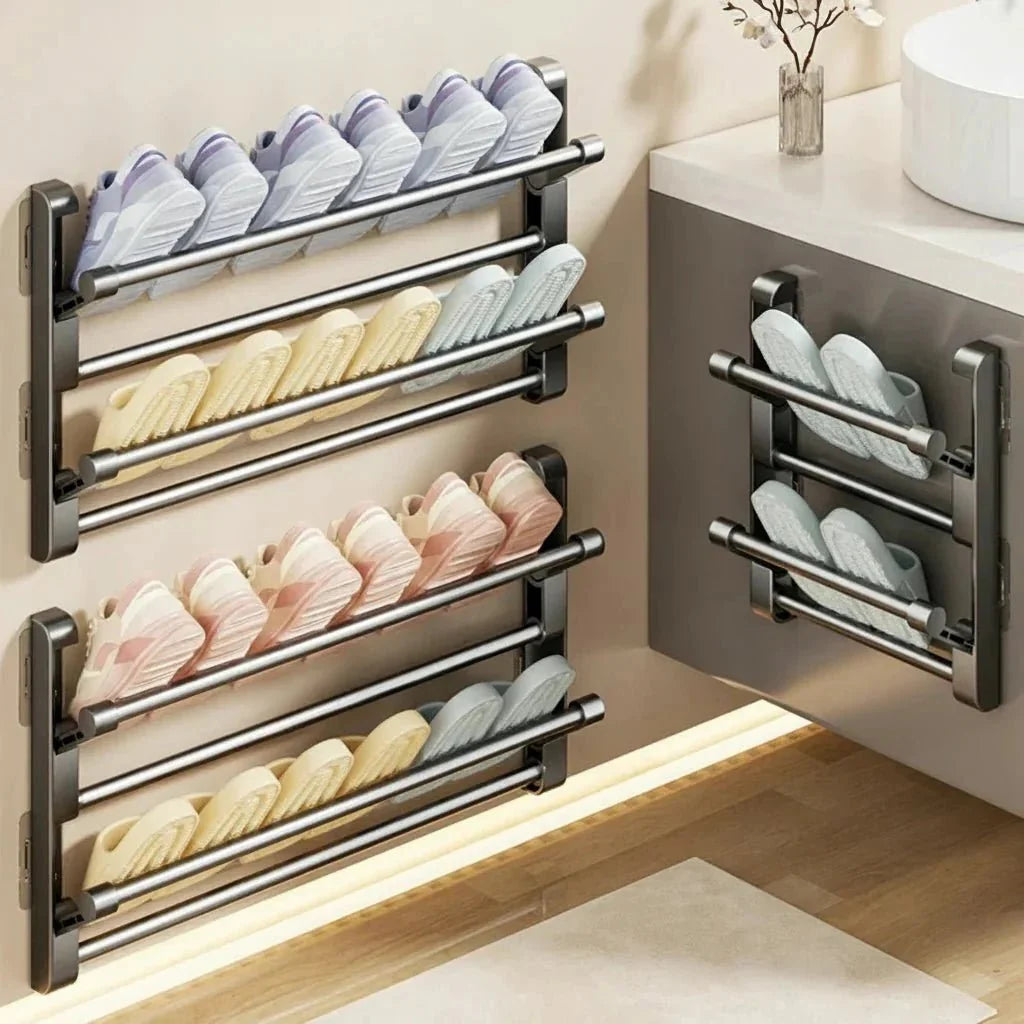 Shoe Rack Wall-Mounted With Integrated Drainage System