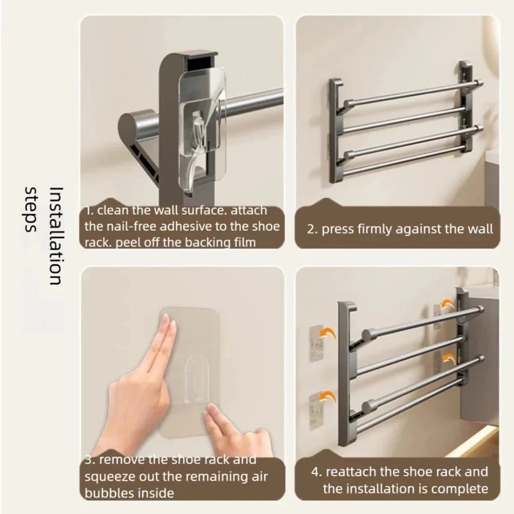 Shoe Rack Wall-Mounted With Integrated Drainage System