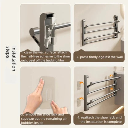 Shoe Rack Wall-Mounted With Integrated Drainage System