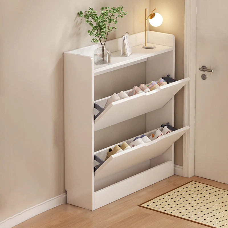 Shoe Storage Cabinet Slim Concealed Tiered Storage