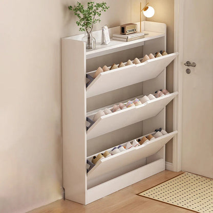 Shoe Storage Cabinet Slim Concealed Tiered Storage