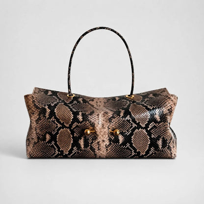 Shoulder Bag Crocodile-Texture Vegan Leather Spacious Interior
