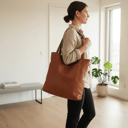 Shoulder Bag Leather-Look PU Multiple Compartments & Adjustable Strap