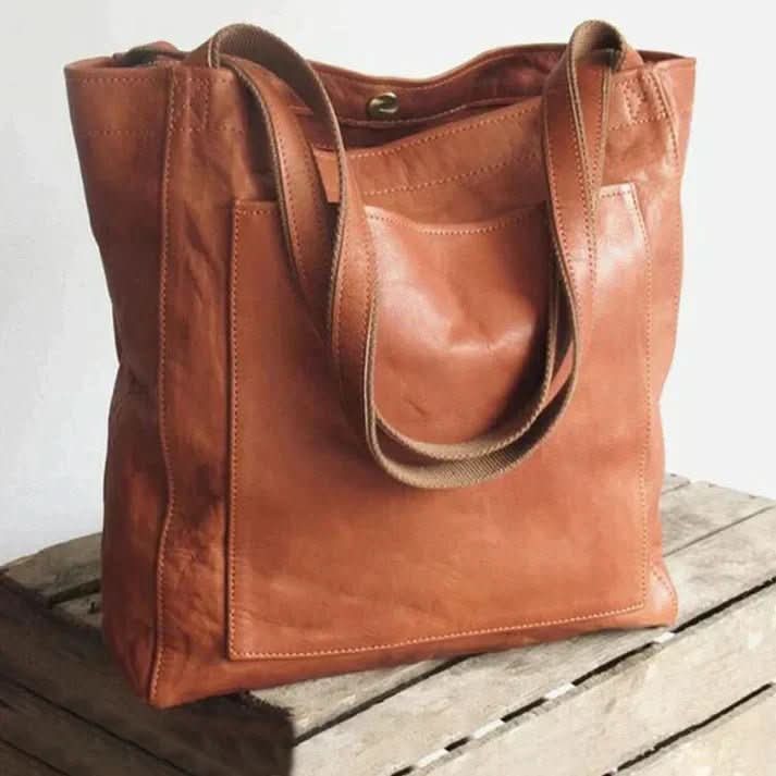 Shoulder Bag Leather-Look PU Multiple Compartments & Adjustable Strap