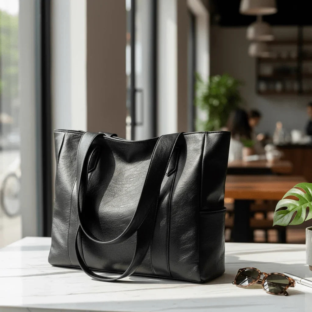 Shoulder Bag PU Leather Zipper Closure Inner Pockets