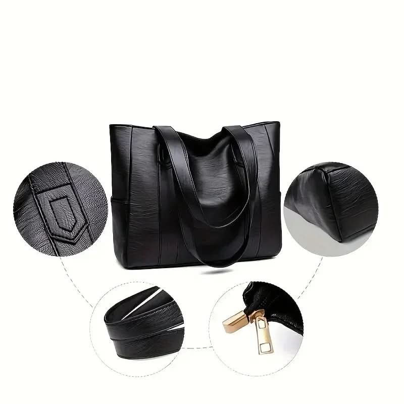 Shoulder Bag PU Leather Zipper Closure Inner Pockets
