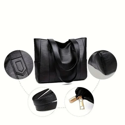 Shoulder Bag PU Leather Zipper Closure Inner Pockets
