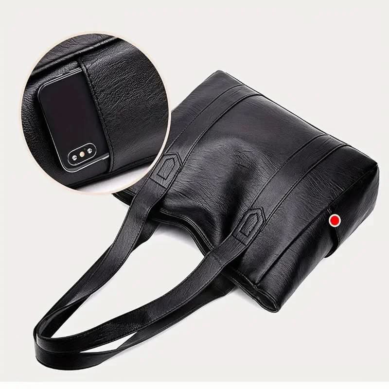 Shoulder Bag PU Leather Zipper Closure Inner Pockets