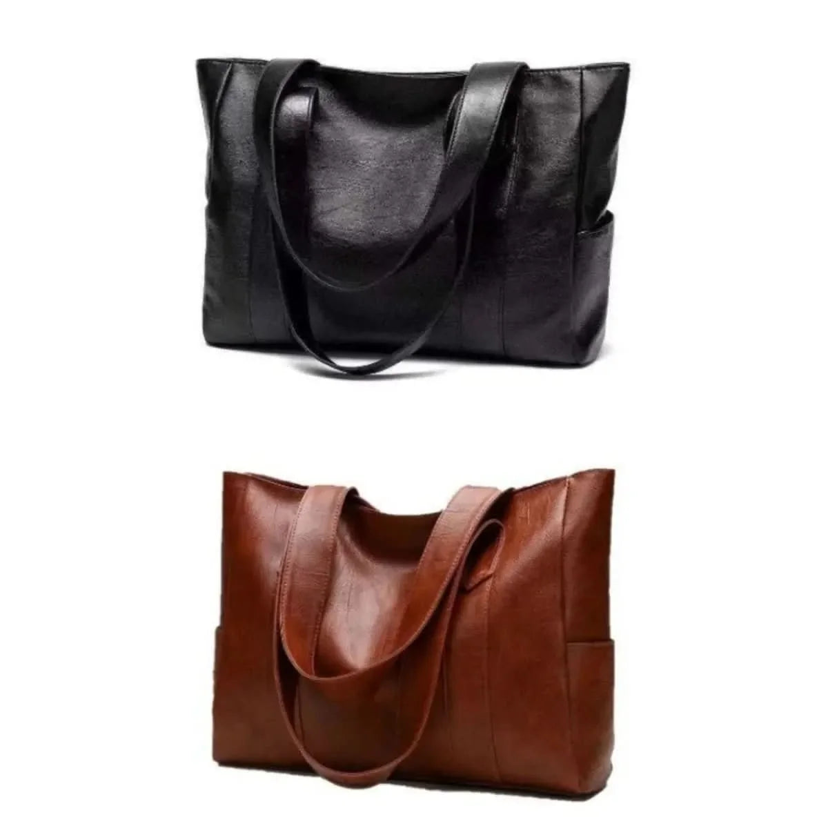 Shoulder Bag PU Leather Zipper Closure Inner Pockets