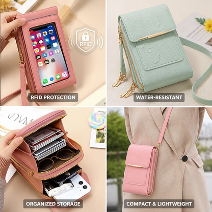 Shoulder Bag Soft Leather RFID-Blocking Waterproof Pockets
