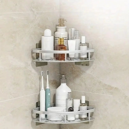 Shower Corner Shelf Aluminum No-Drill Open Drainage