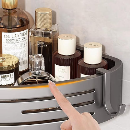 Shower Corner Shelf Set Drill-Free Aluminum Slatted Adjustable Shelves