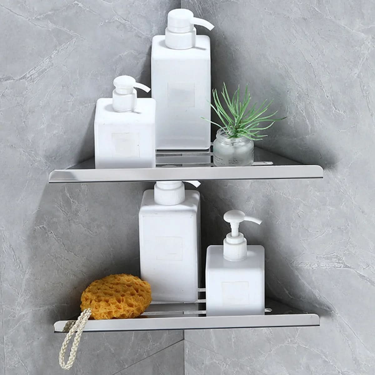 Shower Corner Shelf Stainless Steel Open Drainage Rust-Resistant