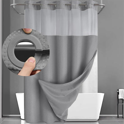 Shower Curtain Hookless Waffle Double-Layer Waterproof